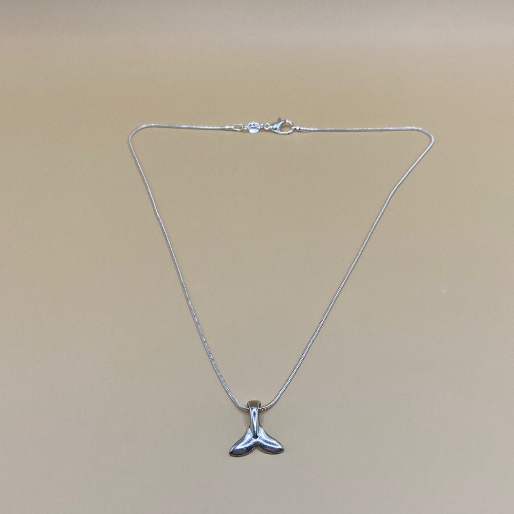 925 Silver Whale Tail Pendant Necklace